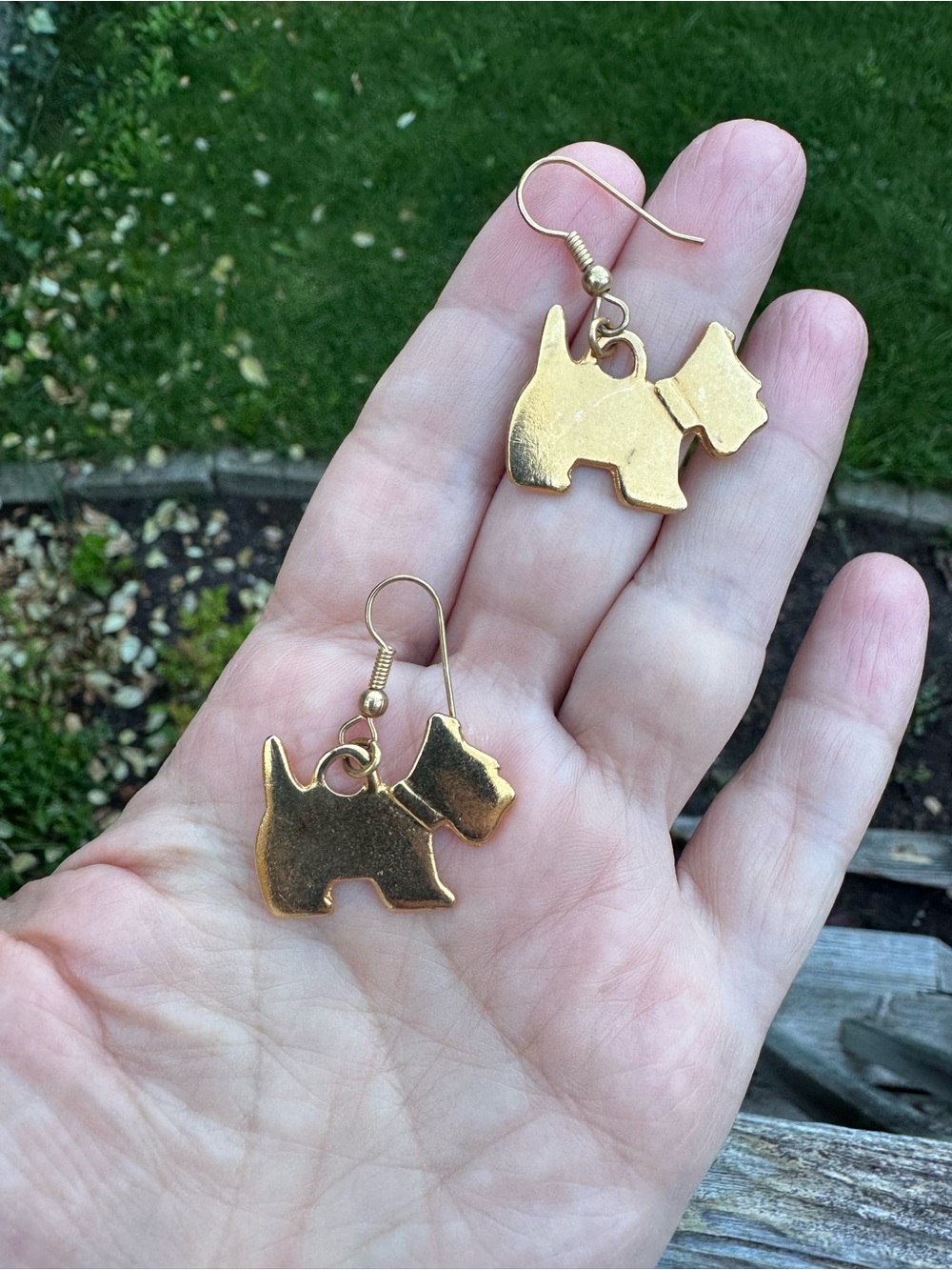 Gold Scottie Dog Drop Earrings